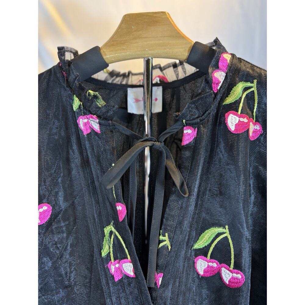 Buddy Love Clementine Elastic Waist Mini Dress Cherries Black Size XL Whimsigoth - Picture 4 of 12